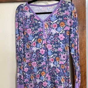 Little Sleepies Floral Pajama Top - Purple and Blue
